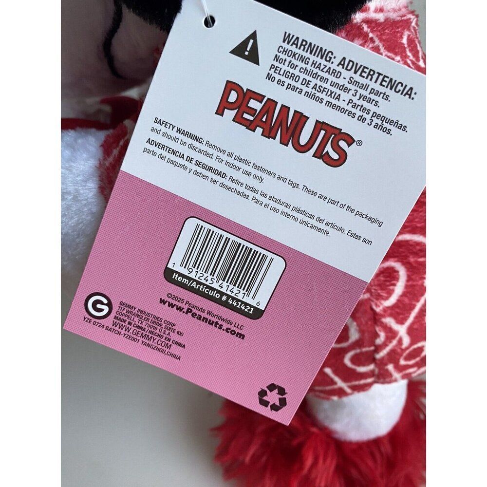 Peanuts SNOOPY Valentines Greeter Heart Pajamas And Slippers Hat Hugs Kisses NEW - Picture 5 of 13